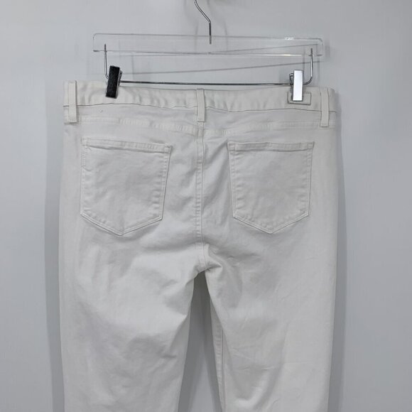 Paige Skyline Ankle peg jeans denim white stretch raw frayed step hem women 32 - Picture 4 of 7